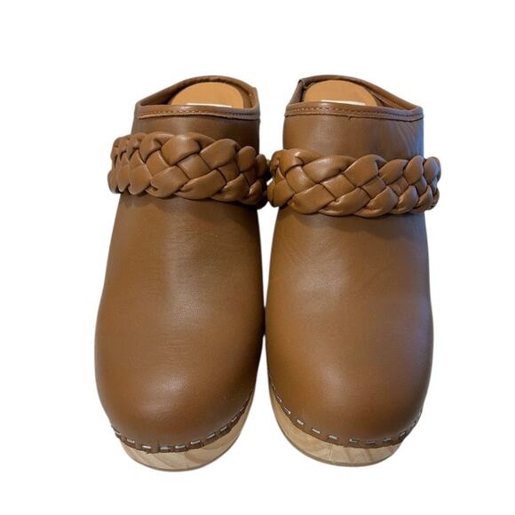 Dolce Vita Hila Leather Platform Clogs Women’s 9 Brown Wooden Block Heel NEW - Picture 3 of 9